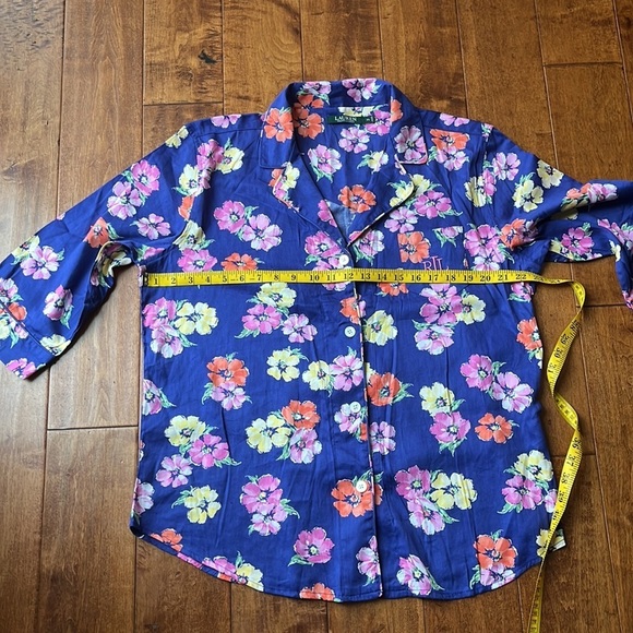 Ralph Lauren Navy Floral Garment Top Size XL - Picture 9 of 10